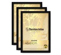 Thorntons online Pack Of 3 46cm x 61cm Eton Wood Poster Picture Frames With Styrene Shatterproof Sheets Horizontal and Vertical Formats with Included Hanging Hardware - [Black Frame]