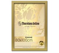 Thorntons Plain Gold Extra Large Gallery Picture Photo Frame 80x100cm With Clear Perspex Front & Wall Mounting-Solid MDF Wood-Horizontal and Vertical Wall Display-100cm x 80cm (Plain Gold)