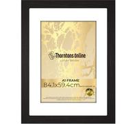 Thorntons Poster Frame A1 59.4x84.1cm -Fit white Mount A2(42x60cm) -Clear HD Perspex & MDF Wood-Portrait & Landscape Display-artwork/Gift/Prints/Certificates -[Black Frame]