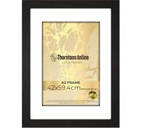 Thorntons Poster Frame A2 42x60cm -Fit white Mount A3(29.7x42cm) -Clear HD Perspex & MDF Wood-Portrait & Landscape Display-artwork/Gift/Prints/Certificates -[Black Frame]