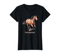 Thoroughbred Horse Breed Art Value Graphic T-Shirt, Women, Black, M