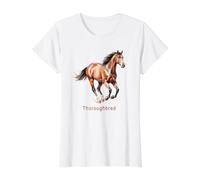 Thoroughbred Horse Breed Art Value Graphic T-Shirt, Women, White, M