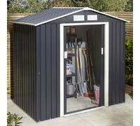 thorpe metal garden apex shed in dark grey 6x4