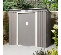 thorpe metal garden pent shed foundation kit in light grey 6x4