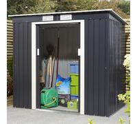 thorpe metal garden pent shed in dark grey 6x4