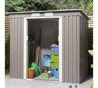 thorpe metal garden pent shed in light grey 6x4