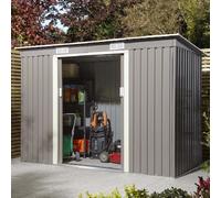 thorpe metal garden pent shed in light grey 8x4