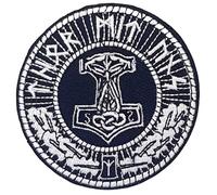 Thors Hammer Mjolnir Round Biker Skinhead Iron on Sew on Embroidered Patch