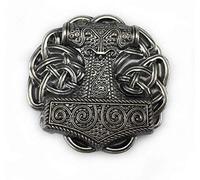 Thor's Mjolnir Celtic Knot Hammer Viking Norse Cosplay Belt Buckle (Silver)