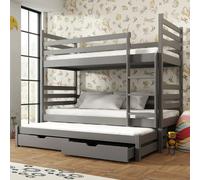 thorsby wooden bunk bed without mattress and trundle in graphite