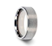 Thorsten Rhinox | Titanium Ring | Comfort Fit | Brushed Raised Center Titanium Wedding Ring with Polished Step down Edges - 8 mm | Size 9