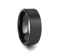 Thorsten SAN ANTONIO Flat Black Brushed Finish Tungsten Ring 8mm Wide Wedding Band, Metal