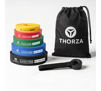 THORZA Full Body Workout Set - TPE Material Power Exercise Bands Without Latex, 7-Piece Complete Resistance Bands Set for Working Out, 5 Resistance Levels, 1 Bag & 1 Door Anchor