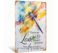 Those We Love Don't Go Away They Fly Beside Us Every Day Dragonfly Vintage Tin Sign Metal Signs for Wall Decor Home Living Room offce 8x12 Inch (2579)