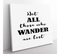 Those Who Wander Modern Typography Quote Canvas Wall Art Print Ready to Hang, Framed Picture for Living Room Bedroom Home Office Décor, 35x35 cm (14x14 Inch)