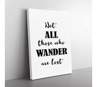 Those Who Wander Typography Quote Canvas Wall Art Print Ready to Hang, Framed Picture for Living Room Bedroom Home Office Décor, 50x35 cm (20x14 Inch)