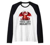 Thou Art Mighty Red Dragon Raglan Baseball Tee