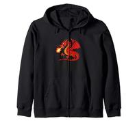Thou Art Mighty Red Dragon With Fire Breath Zip Hoodie