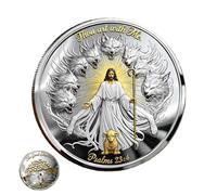 “Thou Art With Me” Faith Commemorative Coin - Double Sided Vintage Jesus The Good Shepherd Challenge Coin | Psalm 23:4 Inspirational Token for Protection & Courage | Gift for Men & Women (1pc)