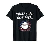 Thou Shall Not Steal Funny Baseball Drip with American Flag T-Shirt