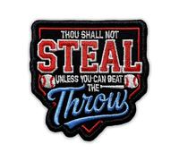 Thou Shall Not Steal Unless You Can Beat The Throw Patch 3 Inches Baseball, Batting Bat Sports, Iron On/Sew On Embroidery Fabric Applique Patches for Trucker Hat Clothes Backpack DIY Accessories Gifts