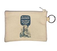 Thou Shalt Not Put Pineapple On Pizza Jesus Christ Key Chain Coin Purse Beige