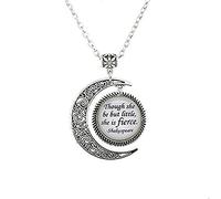 Though She Be But Little, She is Fierce. Midsummer Night's Dream Shakespeare Moon Necklace Glass Art Picture