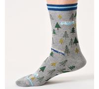 Thought Camper Van Organic Cotton Crew Socks - Grey Marl - UK7-11