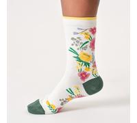 Thought Climbing Floral Organic Cotton Crew Socks - Stone White - UK4-7