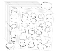 Thought Cloud Sticker, 250 Pieces, Talking Bubble Notes, Blank Labels, Assortment, Dialog, Paper Stickers for Journal, Diary, Journal, Album (Black)