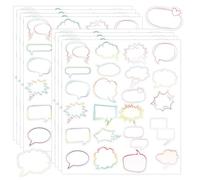 Thought Cloud Sticker 250pcs Talking Bubble Shaped Notes Labels Blank Assorted Dialog Conversation Box Paper Stickers for Diary, Planner, Album (Color)