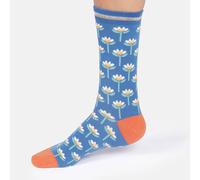 Thought Floral Tile Organic Cotton Crew Socks - French Blue - UK4-7
