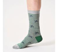 Thought Flying Stripe Bamboo Crew Socks - Grey Marl - UK7-11