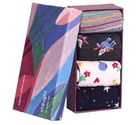 Thought Luma Baby & Kids Bamboo & Organic Cotton Unicorn Socks in Gift Box - 4 x Pairs Super Soft Breathable Antibacterial Antifungal Children’s Colourful Sock Set - Size 12-24 Months