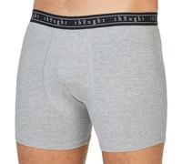 Thought Men’s Kenny Plain Organic Cotton Jersey Boxers - Machine Washable Soft Breathable Comfortable Underwear Boxer Pants Briefs Trunks with Elastic Waistband - Grey, Size Large