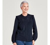 Thought Organic Cotton Pretty Broderie Blouse - Navy