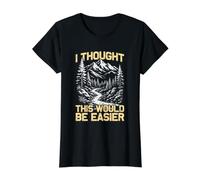 Thought This Would be Easier Mountaineer Funny Hiking Hiker Value Graphic T-Shirt, Women, Black, M