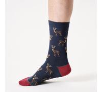 Thought Woodland Stag Organic Cotton Crew Socks - Navy Blue - UK7-11