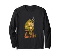 Thoughtful Coffee Frog Cottagecore Humour Long Sleeve T-Shirt