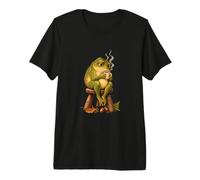 Thoughtful Coffee Frog Cottagecore Humour Premium T-Shirt