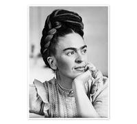 Thoughtful Frida Kahlo Poster by Celebrity Collection 30 x 40 cm Black and white Wall art Wall decor
