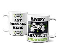 Thoughtful Gifts 13th Mug for Gamer Level 13 Mug Personalised 13th Cup 13th Birthday Photo Gift Personalised Cup for 13th Birthday Teenage Boys Fast Delivery Add Name Message