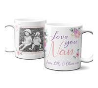 Thoughtful Gifts Lovely Floral Photo Nan Mug, Personalised Mug for Nan, Cup Gift Present Mothers Day, Birthday, Christmas.