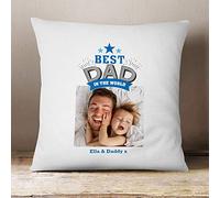 Thoughtful Gifts Luxury personalised Best Dad Cushion Pillow, Fathers Day Birthday Present for Dad Add your own Photo and Special Message!