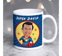 Thoughtful Gifts Personalised Superman Superhero Mug - Add Any Name & Photo - Funny Custom Cartoon Coffee Cup Gift for Him