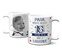 Thoughtful Gifts Personalised World’s Greatest Age 18 Mug, 18th Birthday, Photo Mug for 18-Year-Old boy, Cup Gift 18-Year-Old. Add Name and