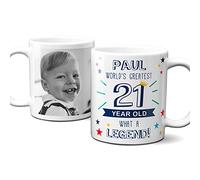 Thoughtful Gifts Personalised World’s Greatest Age 21 Mug, 21st Birthday, Photo Mug for 21-Year-Old Man, Cup Gift 21-Year-Old. Add Name and