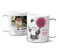 Thoughtful Gifts Premium Cute Personalised Mug for Mam, Add Name and a Special Photo, Cute Teddy Bear Mug for Mam, Personalised Cup for Mother’s Day, Personalised Photo Mug for Mam