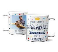 Thoughtful Gifts World's Greatest Grandad Personalised Photo Mug - Fathers Day, Birthday Gift - Add Own Photo Message