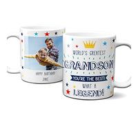 Thoughtful Gifts Worlds Greatest Grandson Personalised Photo Mug, Personalised Mug Grandson, Personalised Cup Grandson, Personalised Gift for Grandson, Birthday Mug, Add own Photo and Message-1178A